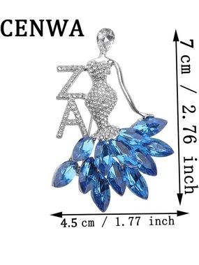 Blue Crystal Dance Pendant Necklace - Silver Tone